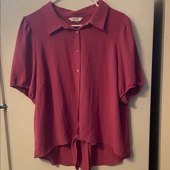 Nine West XXL Pink Button Down Short Sleeve Shirt - Picture 1 of 5